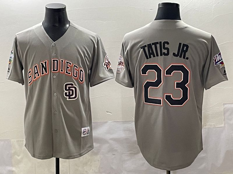 Men 2025 San Diego Padres #23 Tatis jr Grey Throwback Game Nike MLB Jersey style 10->san diego padres->MLB Jersey